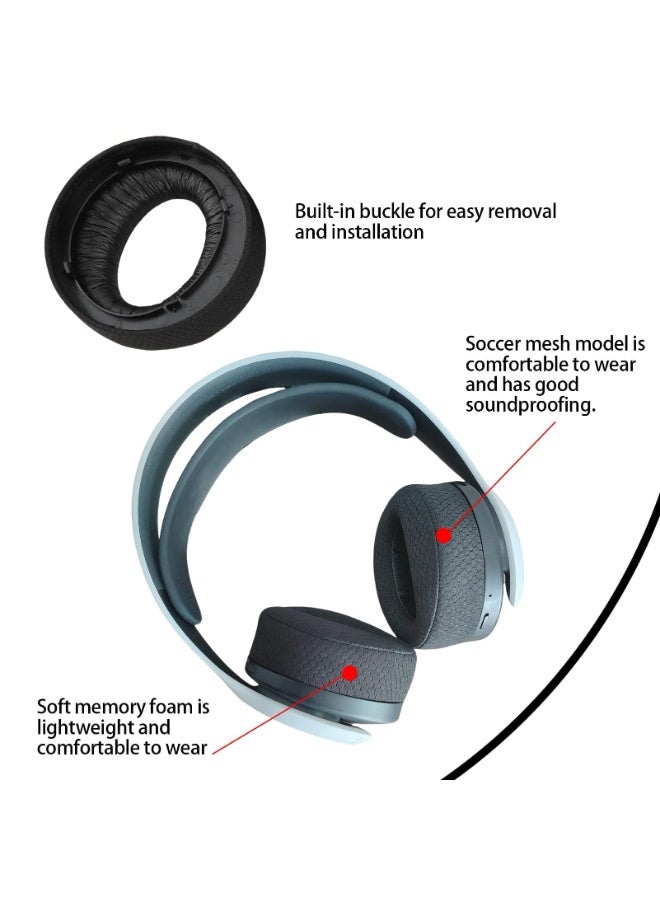 KISSUN 1 Pair PS5 Headset Ear Pads for Sony PS5 Pulse 3D, Professional PU Leather Replacement Ear Pads, Uses High Quality Memory Foam for More Comfort and Durability. (Mesh Black) - Image 3
