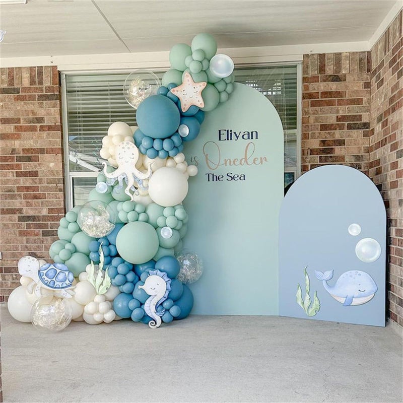 Govpy Under The Sea Balloons, 35PCS Dusty Slate Blue and Green Balloons, Baby Light Green Sand White Latex Balloon for Kids Boys Under The Sea Ocean Themed Baby Shower Birthday Party Decorations Supplies - Image 4