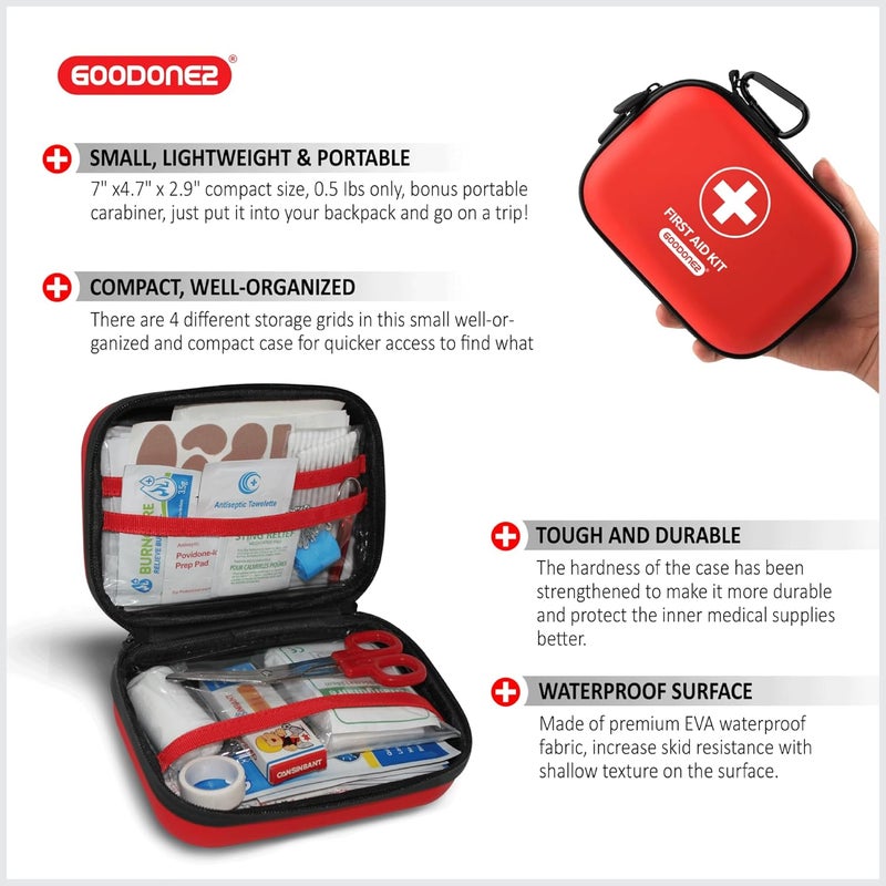 GOODONE2 200 Pcs First Aid Kit + Survival kit for Treat, Protect Minor Cuts, Scrapes. Home, Office, Car, School, Business, Travel, Emergency, Survival, Hunting, Outdoor, Camping & Sport (200-Red) - Image 3