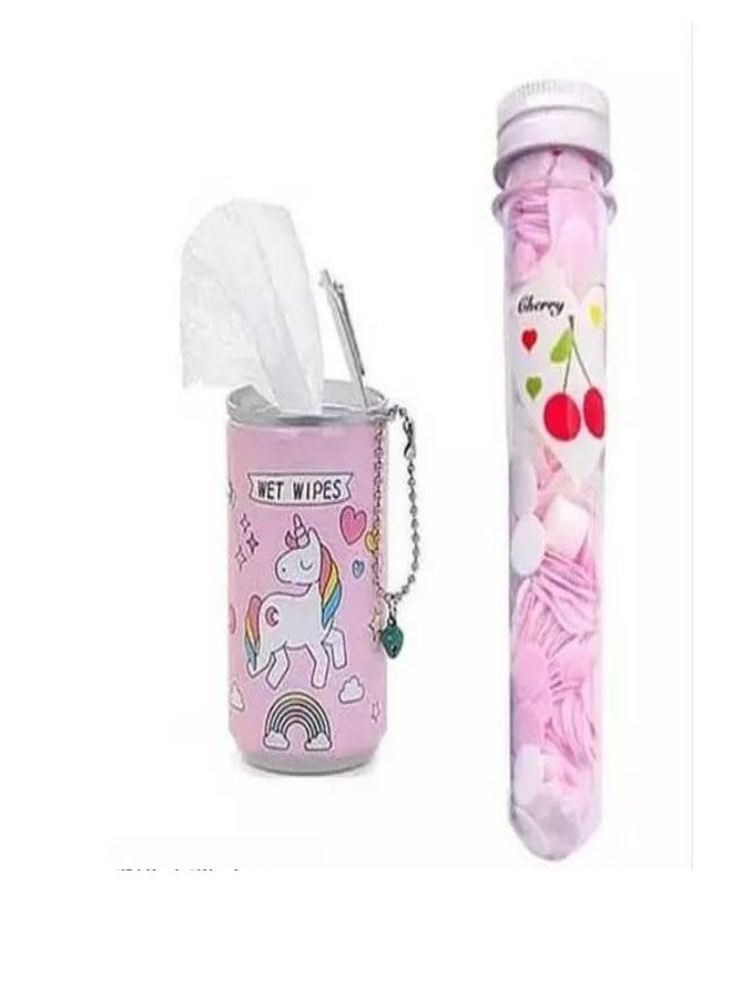 GOLD MAX Cartoon Print Mini Tin Wet Wipes and Travel Soap Tube Combo, Color Varied - Image 1