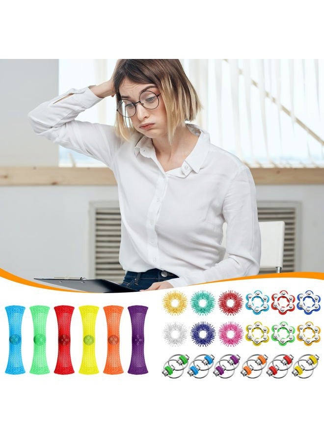 Jexine 48 Pcs Fidget Toys Stress Relief Sensory Toys, Include Sensory Rings Finger Fidget Ring Roller Chain 6 Wheeled Bike Chain Fidget and Soothing Marble Fidget Toy for Adult Teen Adhd Autism - Image 5