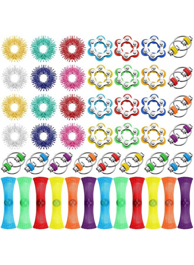 Jexine 48 Pcs Fidget Toys Stress Relief Sensory Toys, Include Sensory Rings Finger Fidget Ring Roller Chain 6 Wheeled Bike Chain Fidget and Soothing Marble Fidget Toy for Adult Teen Adhd Autism - Image 1