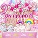 BEOXAGAR On Cloud 9 Birthday Party Decorations On Cloud 9 Birthday Party Supplies Balloon Arch Backdrop Cake Topper Plates Napkins for 9 Year Old Girl 9th Party Decorations - Image 2