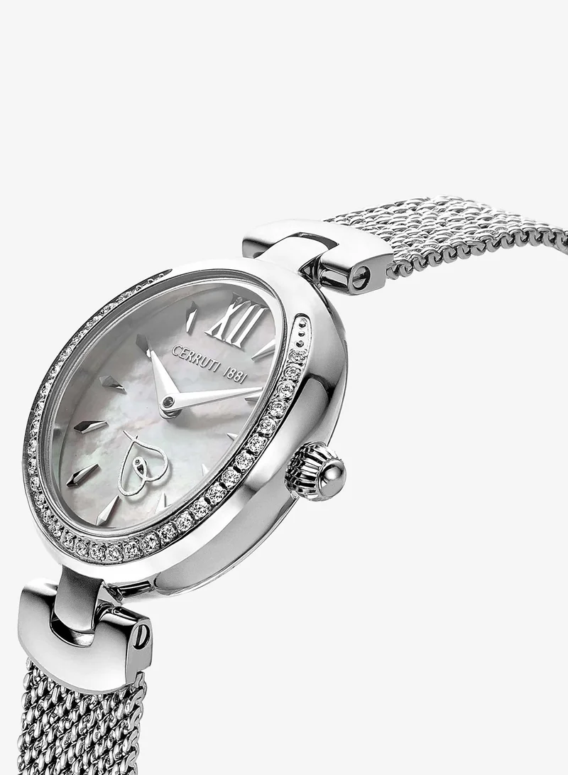 CERRUTI 1881  NEMI Round Analog Wrist Watch CIWLG2206501 - 26 mm - Silver for Women | Best Price UAE