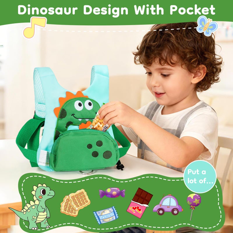 Dr.meter 3 in 1 Toddler Harness Leash + 8.2ft Anti Lost Wrist Link, Cute Dinosaur Kids Safety Harness Tether with Key Lock, Child Protective Leashes While Walking for Outdoor Activity Keep Kids Close - Image 2
