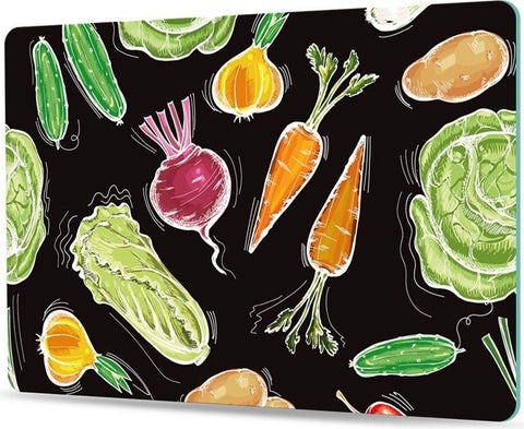 Glass Cutting Board and Serving Board with Vegetable Pattern