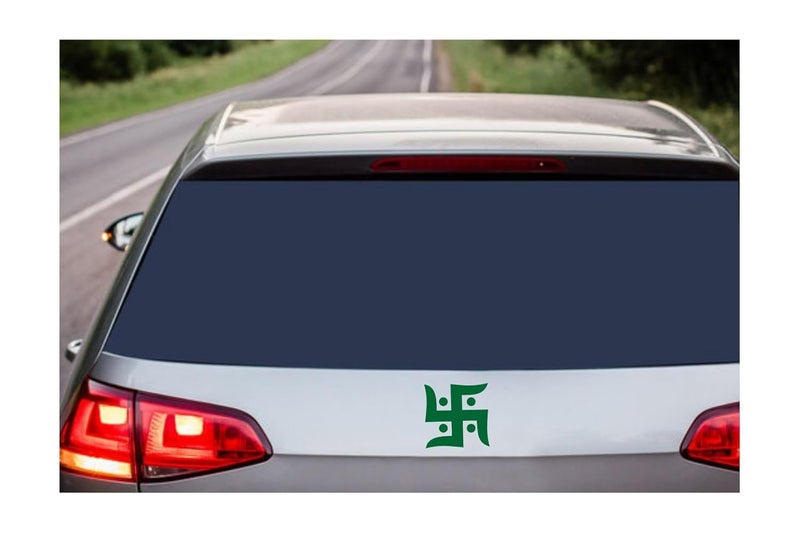 decalbazaar Swastik Simple Wall Glass Vehicle Glossy Vinyl Sticker 8 x 8 Inches Green-Self-Adhesive - Image 3