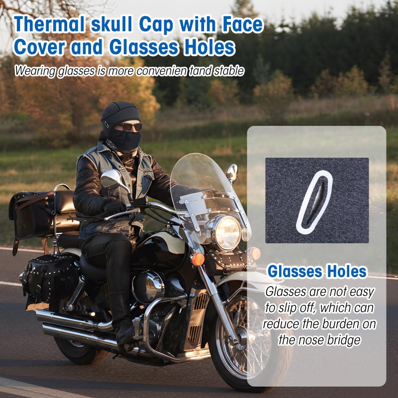 Cutecrop 3 Pack Winter Skull Cap Helmet Liner with Glasses Holes Thermal Cycling Hat for Men Women (Balck,Blue,Grey) - Image 4
