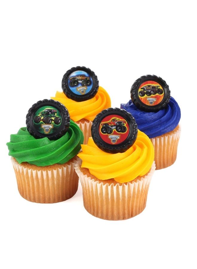 DecoPac Monster Jam Officially Licensed 24 Cupcake Topper Rings 