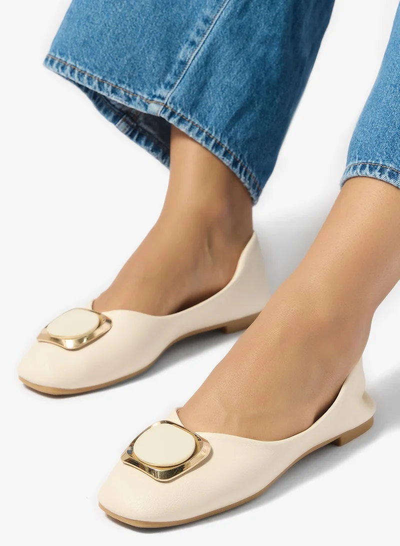 Ginger Buckle Detail Ballet Flats