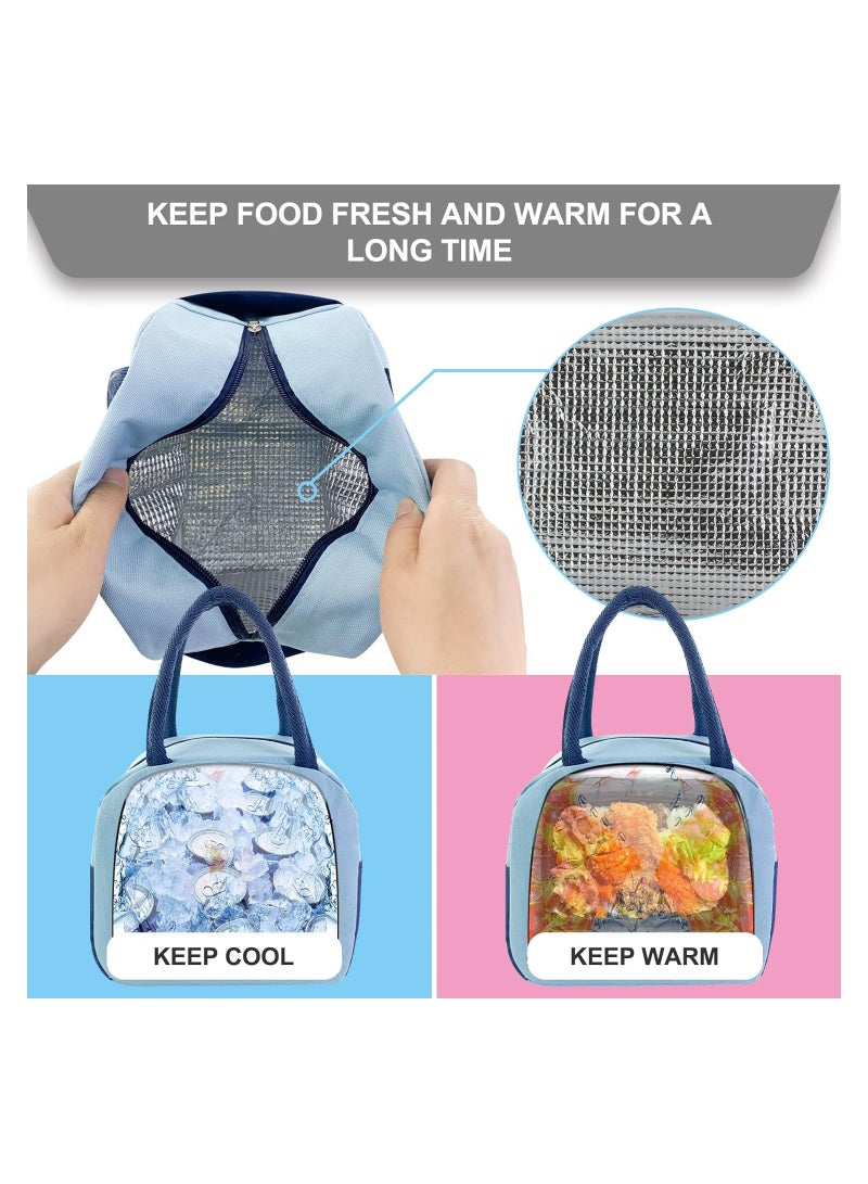 KASTWAVE Reusable Lunch Bags, Trendy Lunch Tote - Stylish and Leakproof Insulated Bag for Women/Men for Office/Travel/Picnic - Reusable Bento Cooler for Meal Prep - Enhance Your Lunch Experience (Blue) - Image 4