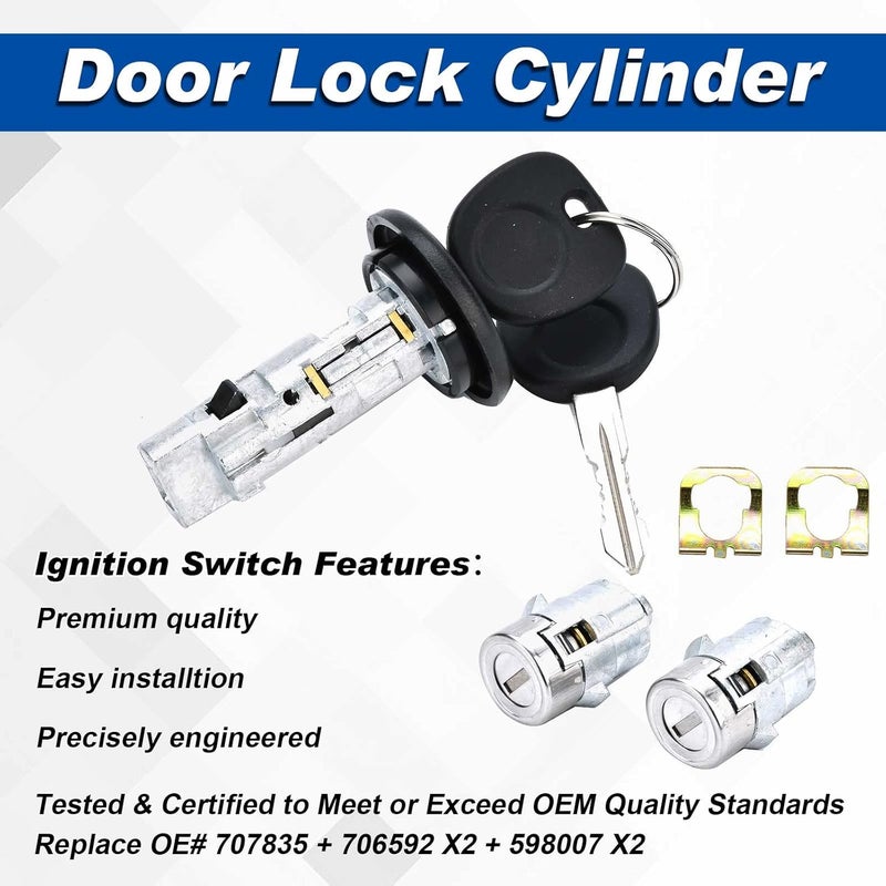 Dngbymx Ignition Switch Lock Cylinder with Front Door Lock Cylinders for 2003-2006 Chevy and GMC Models - Image 3