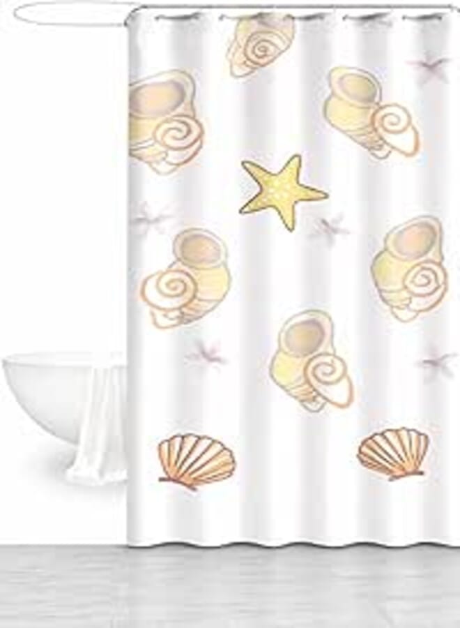Shower Curtain 180x200 cm, Waterproof Bathroom Curtain with 12 Hooks, Modern Design for Home and Hotel Use (Sea)