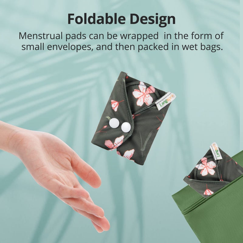 Langsprit Absorbent Reusable Menstrual Sanitary Pads/Washable Cloth Menstrual Period Pads,Reusable Panty Liners(Winter,M) - Image 5