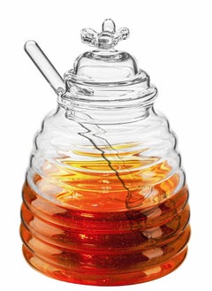 Y&D Honey Jar with Dipper and Lid, Bee Pot Lid for Storage by Paulsway, 17oz Glass Beehive Pot, Containers Holder Home Kitchen, Clear  - Image 2