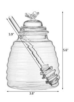 Y&D Honey Jar with Dipper and Lid, Bee Pot Lid for Storage by Paulsway, 17oz Glass Beehive Pot, Containers Holder Home Kitchen, Clear  - Image 5