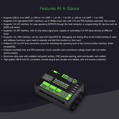 Waveshare USB to UART/I2C/SPI/JTAG Converter, Supports Multiple Interfaces, Compatible with 3.3V and 5V, Multiple Systems Support, Support Linux (Only for Raspberry Pi) - Image 4