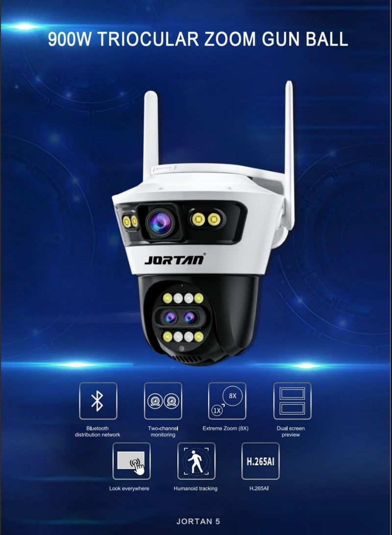 Jortan 8MP Dual Lens Indoor Outdoor Wi-Fi Security Camera, Full Color IR Night Vision, 2 way Talking, Motion Detection, Motion Tracking, IP66 Water and Dustproof, PTZ Control, 24/7 Surveillance Camera - Image 2