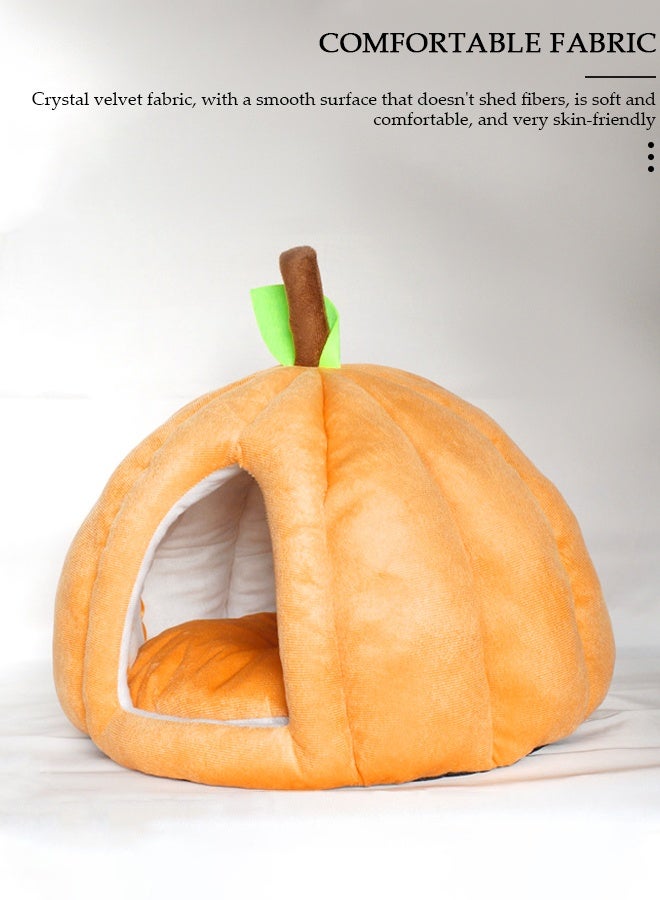 DUNISO أسرّة قطط على شكل قرع، منزل دافئ للقطط، كهف قطط ناعم ومريح، عش دافئ للحيوانات الأليفة داخل المنزل، تصميم مغلق بالكامل، رغوة سميكة لعزل الضوضاء الزائدة، مناسب للحيوانات الأليفة - Image 3