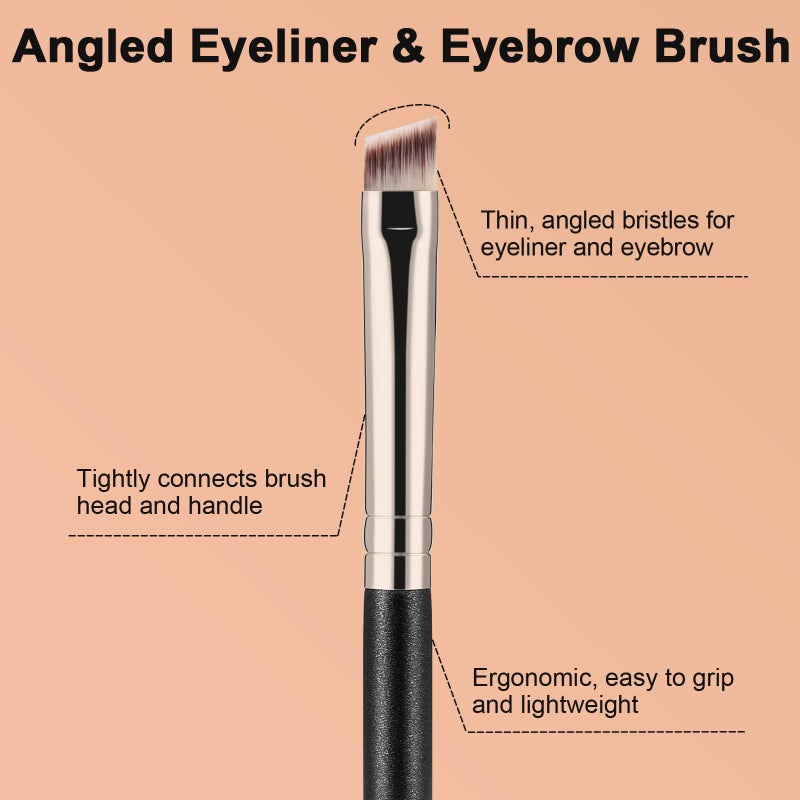 TEOYALL Flat Angled Eyeliner Brush, Soft Thin Slanted Synthetic Bristles Precision Eyebrow Brush For Brow Powder Gel Eye Liner - Image 3