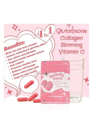 glutathione with slimming effect You Glow Babe Beauty White 4-in-1 Skin Supplement Twin Pack - 2 x 30  Capsules | Glutathione + Collagen + Vitamins | Brightening & Anti-Aging Duo  | Best Price KSA