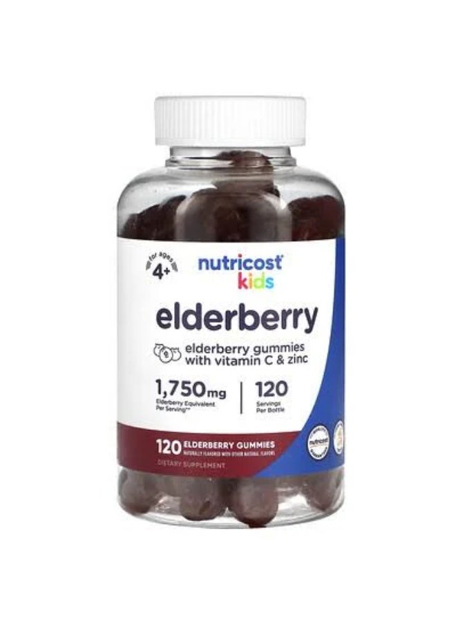 Nutricost, Kids, Elderberry, Ages 4+, 1,750 mg, 120 Gummies - Image 1