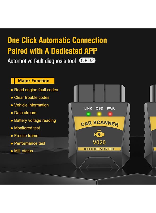 كاست ويف ماسح ضوئي OBD2 بتقنية بلوتوث 4.0، أداة تشخيص تلقائي لاسلكية، تطبيق ماسح OBD2 للسيارة، اتصال تلقائي بالهاتف، مسح/إعادة تعيين قارئ رمز خطأ محرك السيارة، أداة تشخيصية لنظامي التشغيل iOS/Android - Image 3