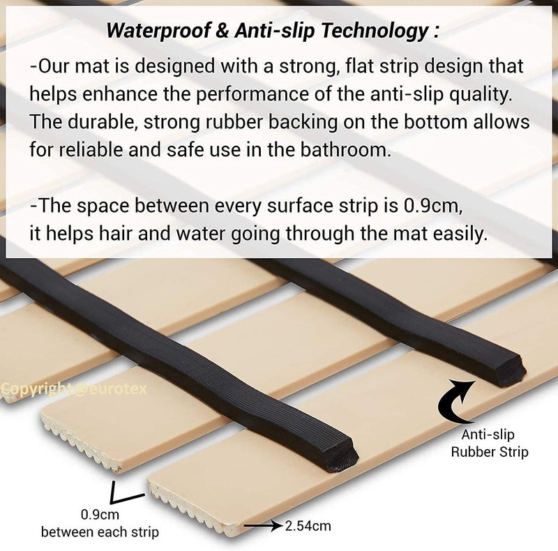 Eurotex Shower Mats for Bathroom Anti Slip Bathroom Floor Mat with Water Drain Holes 9mm (Beige, 61cm x 45cm) - Image 5