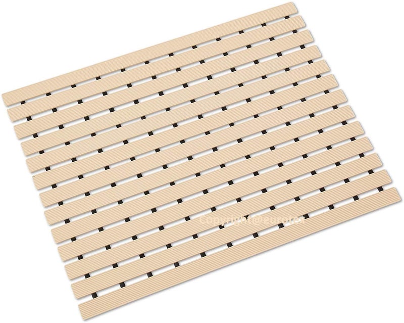 Eurotex Shower Mats for Bathroom Anti Slip Bathroom Floor Mat with Water Drain Holes 9mm (Beige, 61cm x 45cm) - Image 1