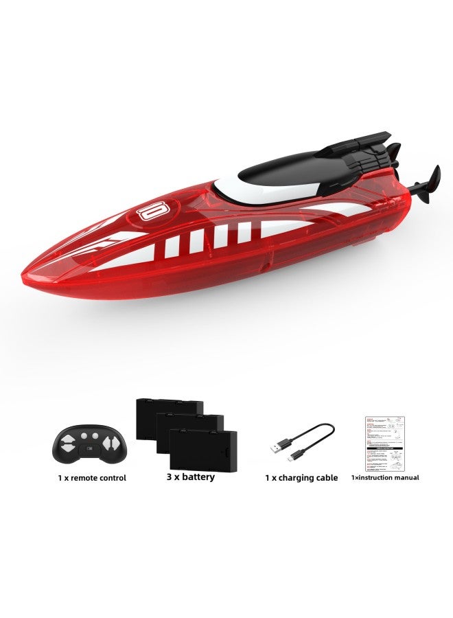 RC Remote Control Boat Visual Light Stunt Roll Double Side Driving Toy Accessories Motor Waterproof Remote Control Ship Toy-Specifications:Red High-end Version With Three Batteries (90 Minutes Of Battery Life)  - Image 1