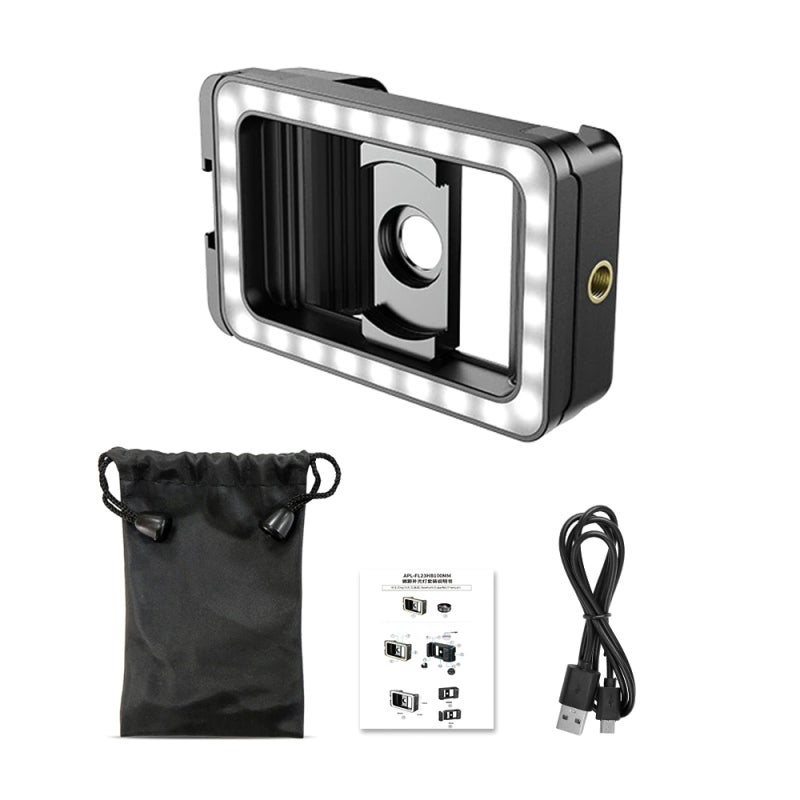 Cell Phone Lens Attachment: Black All-in-One Design - Versatile 17mm+37mm Dual-Threaded Interface Phone Clamp With High-Brightness 40 LED Beads for Low-Light Photo, Video Creation and Tripod Mounting - Image 4