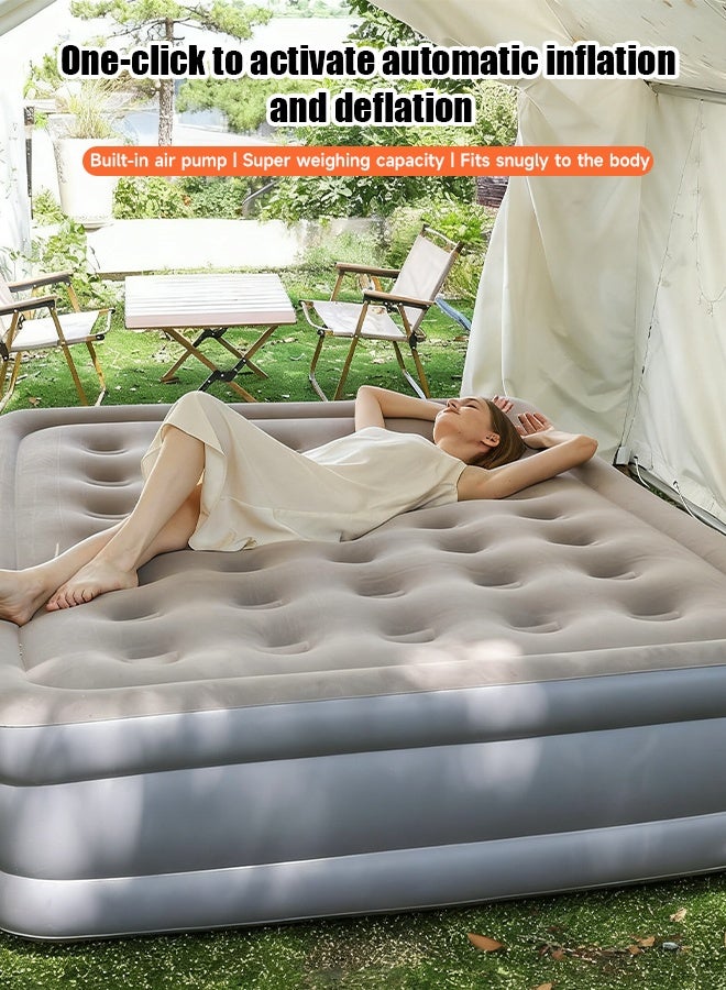 Outdoor PVC air mattress lazy person folding inflatable bed thick plush mattress portable for home use camping inflatable - Image 2