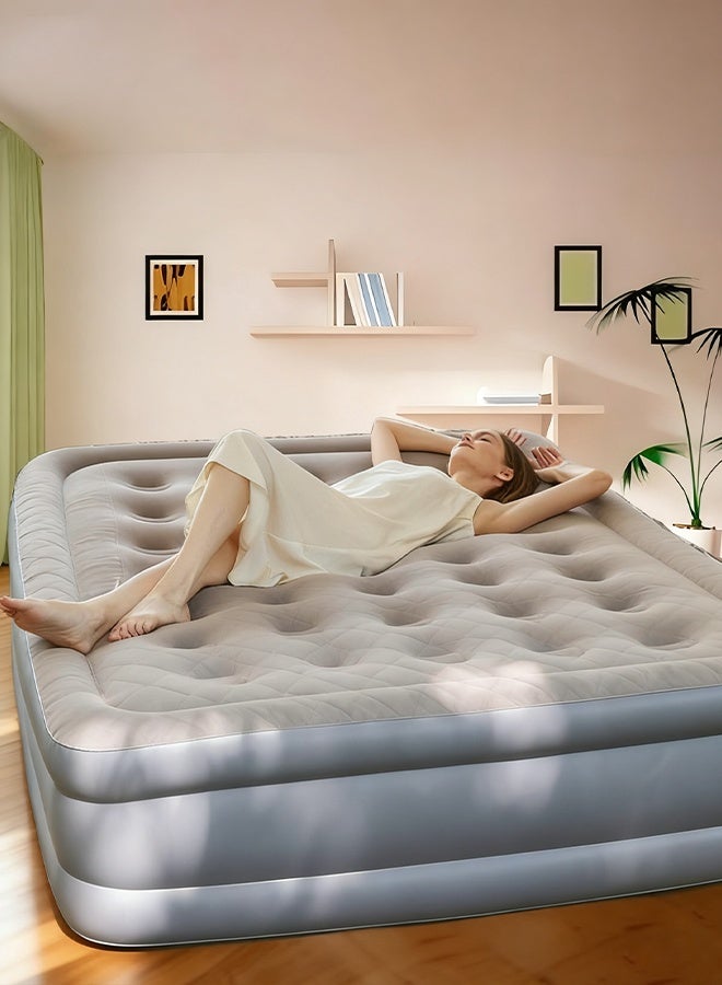 Outdoor PVC air mattress lazy person folding inflatable bed thick plush mattress portable for home use camping inflatable - Image 3