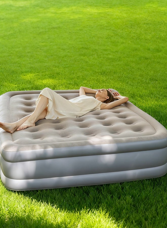 Outdoor PVC air mattress lazy person folding inflatable bed thick plush mattress portable for home use camping inflatable - Image 4