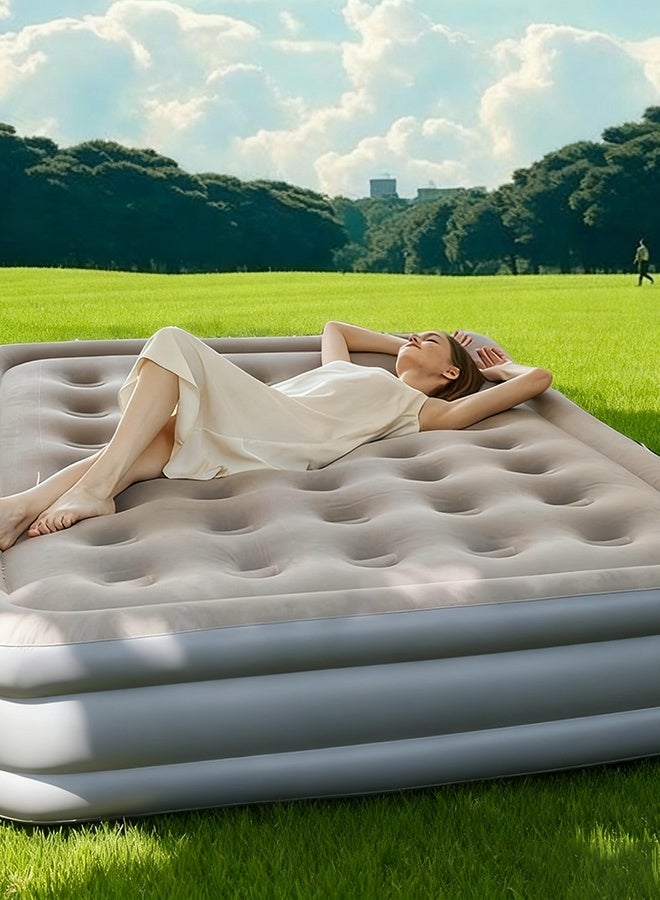 Outdoor PVC air mattress lazy person folding inflatable bed thick plush mattress portable for home use camping inflatable - Image 5