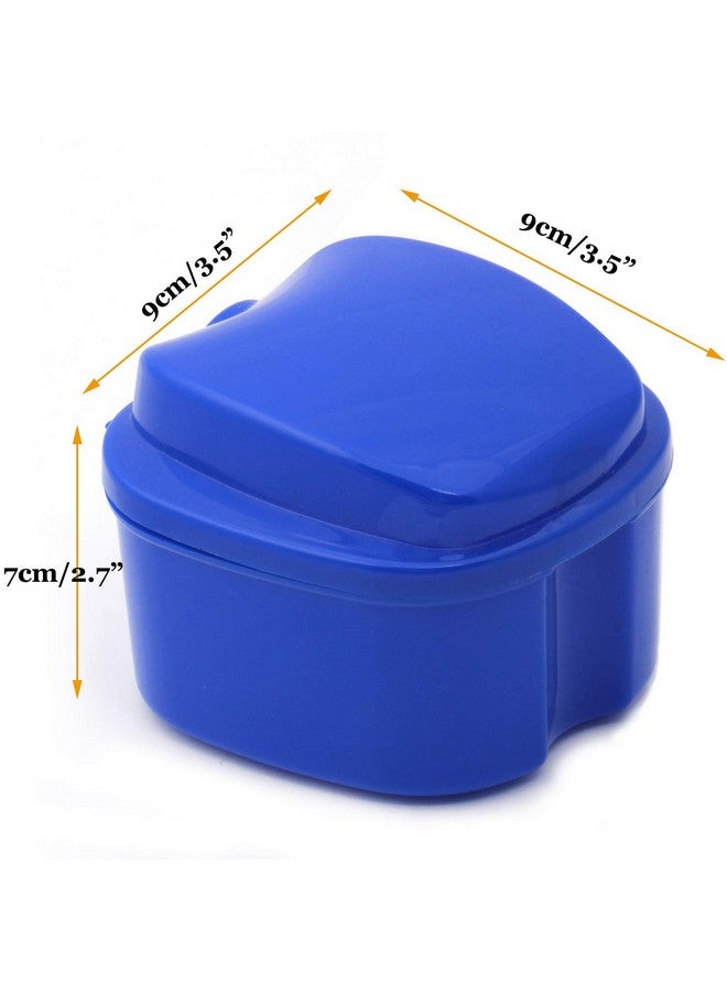 Coolrunner Denture Case, Denture Cup with Strainer, Coolrunner Denture Bath Box False Teeth Storage Box with Basket Net Container Holder for Travel, Retainer Cleaning (Blue) (Dark Blue) - Image 2