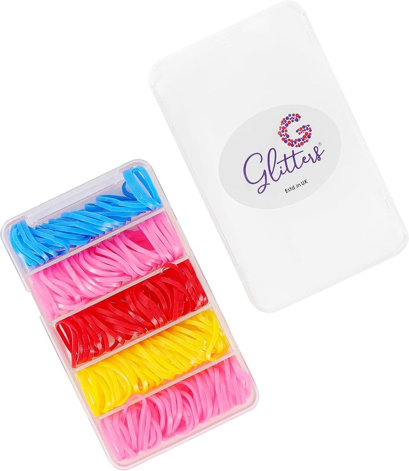 Glitters أربطة شعر ملونة عصرية من GLITTERS - مجموعة من 5 (أحمر، وردي، أصفر، أزرق) - Image 3