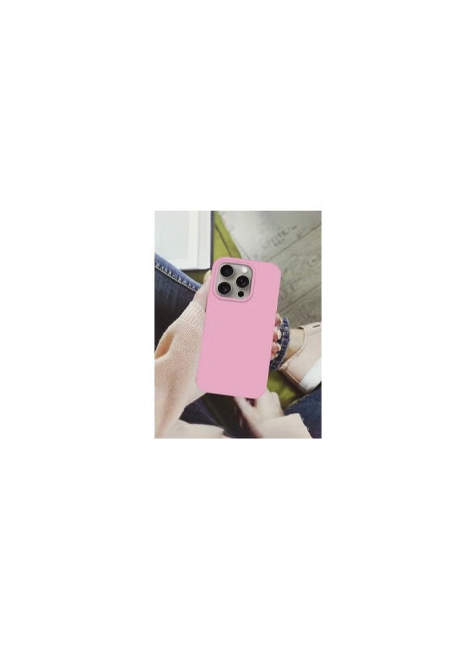 CATANES iPhone 15 Pro Case Silicone Case Full Body Protective Cover Shockproof Slim Phone Case Anti-Scratch Soft Microfiber Lining Pink - Image 1