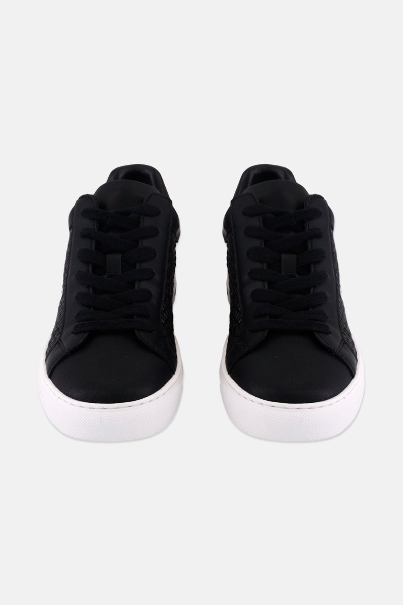 DKNY Women Abeni Arch Raffia High Cut Lace Up Shoes, Black - Image 4