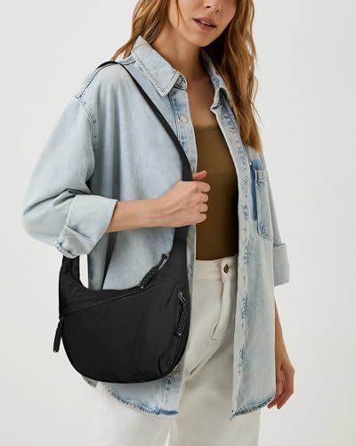 Lushandy Nylon Crescent Crossbody Bags for Women Large Hobo Crossbody Purse Travel Luna Bag Multi-Pocket Shoulder Sling Bag - Image 3
