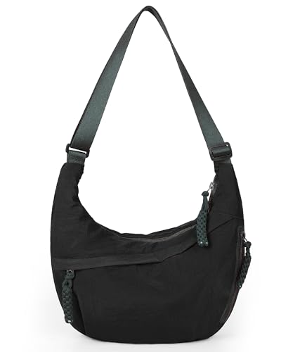 Lushandy Nylon Crescent Crossbody Bags for Women Large Hobo Crossbody Purse Travel Luna Bag Multi-Pocket Shoulder Sling Bag - Image 1