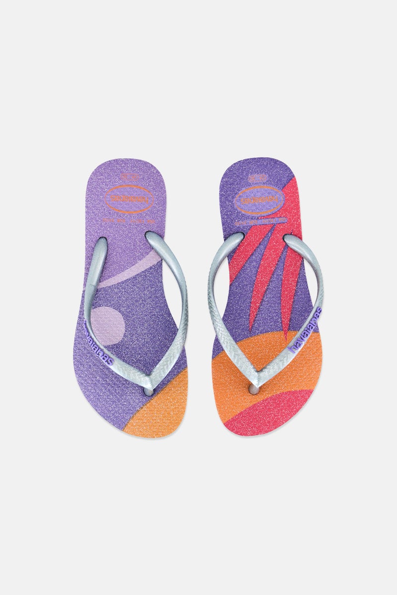 havaianas Kids Girl Palette Glow Slip On Slippers, Multicolor - Image 3