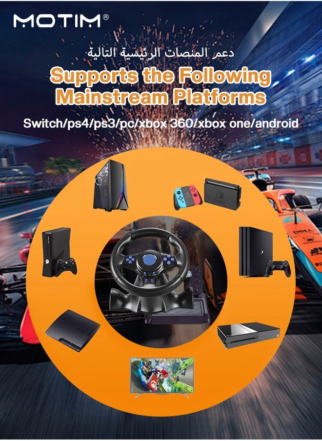 Motim - 7-in-1 Game Racing Steering Wheel and Pedals, Responsive Driving Design, TRUEFORCE Feedback, for Switch/ps4/ps3/pc/Xbox 360/Xbox One/Android - Image 1