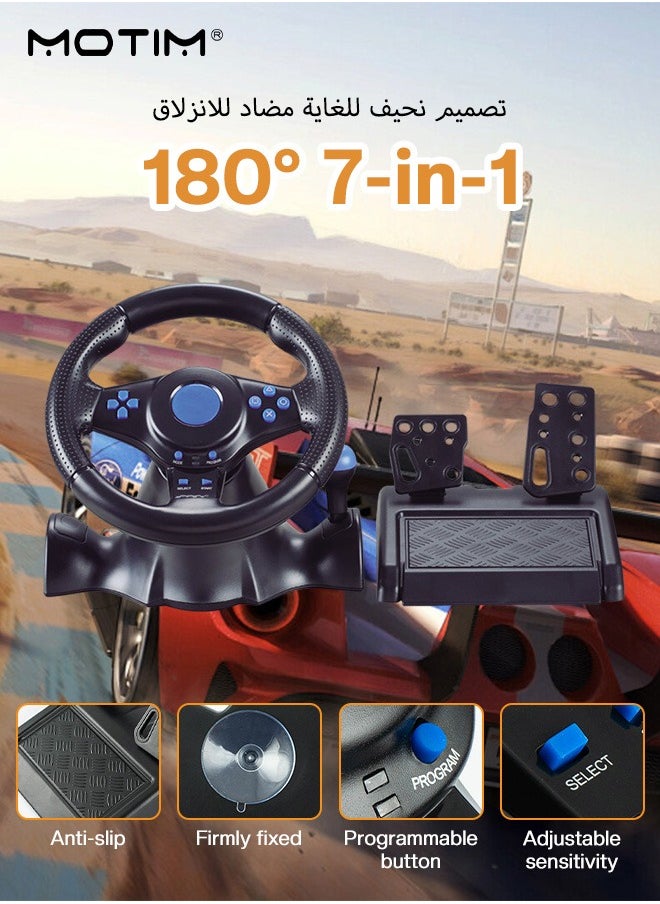 Motim - 7-in-1 Game Racing Steering Wheel and Pedals, Responsive Driving Design, TRUEFORCE Feedback, for Switch/ps4/ps3/pc/Xbox 360/Xbox One/Android - Image 1