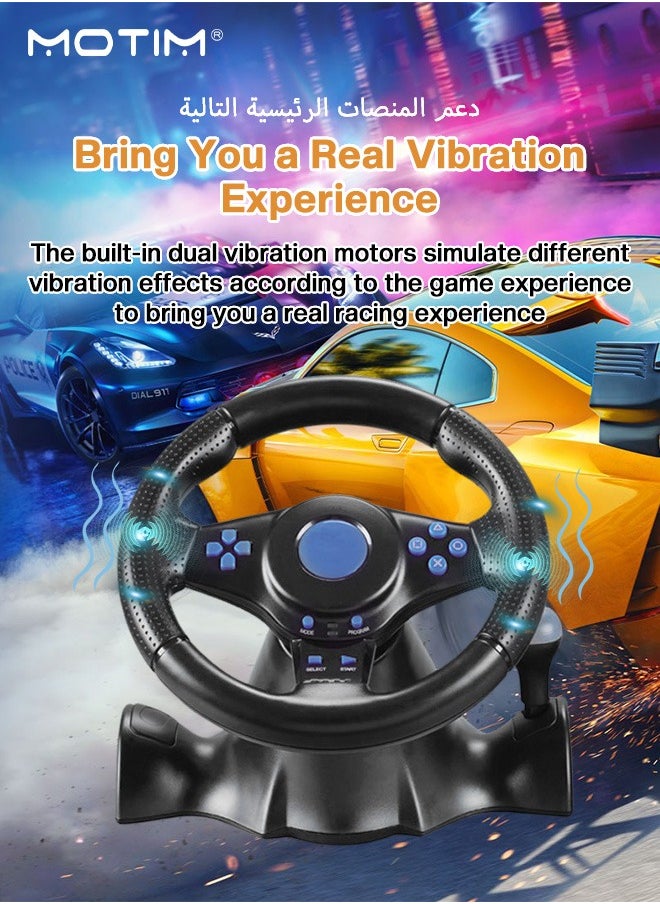 Motim - 7-in-1 Game Racing Steering Wheel and Pedals, Responsive Driving Design, TRUEFORCE Feedback, for Switch/ps4/ps3/pc/Xbox 360/Xbox One/Android - Image 1