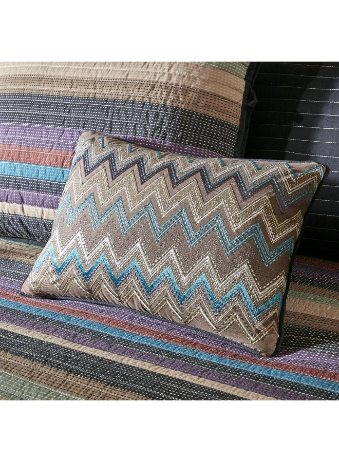 madison park Madison Park Daybed Cover Double Sided Quilting Casual Design All Season Bedding Set with Bedskirt, Matching Shams, Decorative Pillow, 75 in x 39 in, Yosemite, Purple Teal  - Image 3