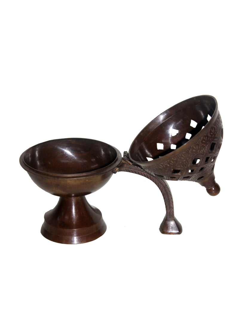 مبخرة بخور على الطراز العربي بلمسة نهائية نحاسية عتيقة بمقبض - Image 3