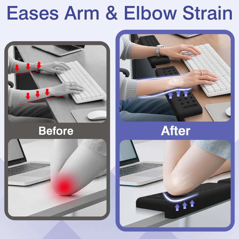 Retuhapy L-Shaped Desk Edge Cushion, 2 PCS Elbow Rest for Desk with Ergonomic Support, Memory Foam Elbow Pad & Arm Rest for Palm, Wrist & Forearm, Non-Slip & Separate Design, Office & Home, Black - Image 2
