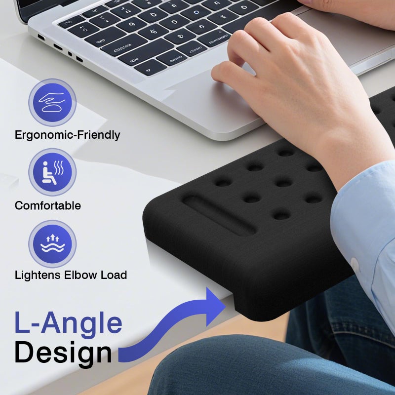 Retuhapy L-Shaped Desk Edge Cushion, 2 PCS Elbow Rest for Desk with Ergonomic Support, Memory Foam Elbow Pad & Arm Rest for Palm, Wrist & Forearm, Non-Slip & Separate Design, Office & Home, Black - Image 5