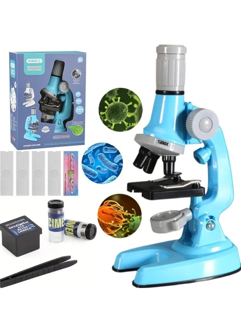 SYKON Microscope For Kids Educational Toys HD Microscope 100X 600X 1200X Toy Set STEM Science Experiments Toys  Science Kits Best Learning Toy Kids Microscope - Portable Science Tool for Children with LED Light and multi light focus  - Image 1